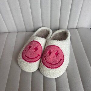 Women's Pink and White Slippers